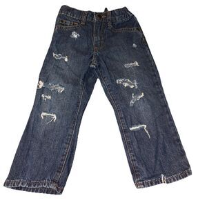 Wrangler Kids Size 4T Distressed Jeans Straight Leg Denim Blue Boys Girls